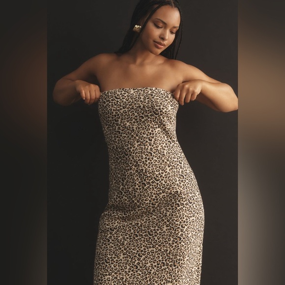 NWT! Anthropologie The Fleur Strapless Satin Maxi Slip Dress - Medium Petite 🐚 - Picture 4 of 10